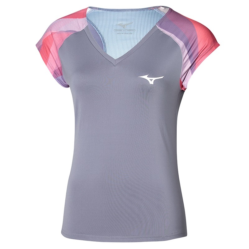 Silver Women\'s Mizuno Release Printed Tee T Shirts | YUH967128