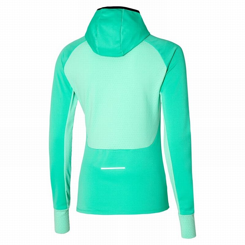 Turquoise Women's Mizuno Warmalite Hooded LS Tops | WIV648317