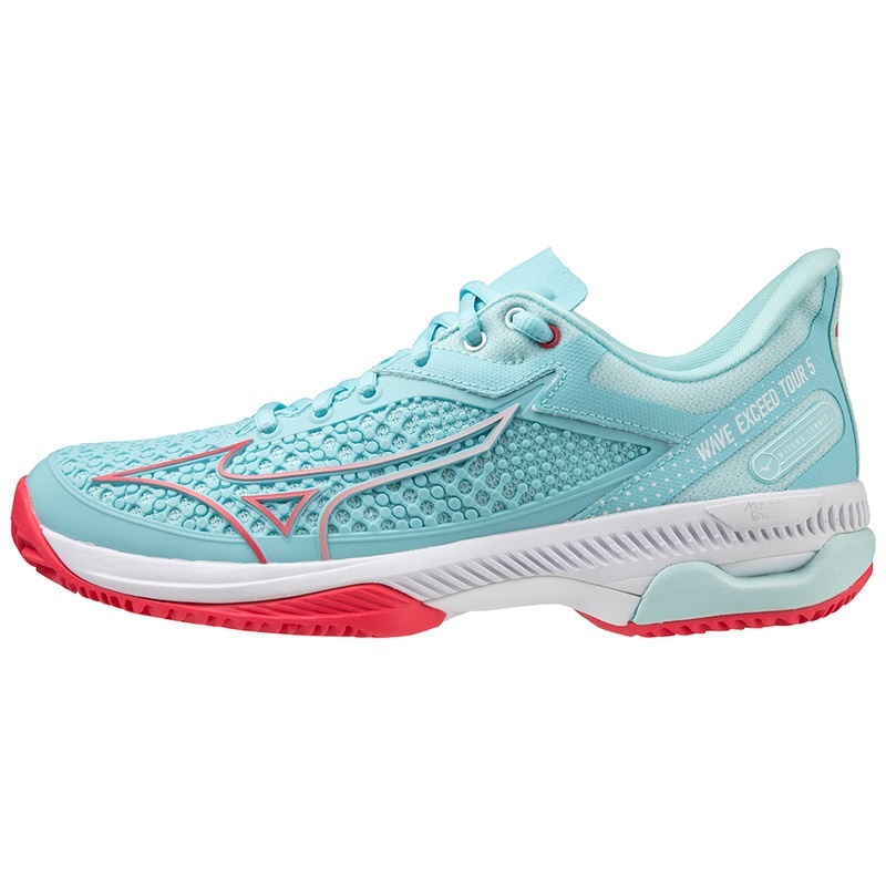 Turquoise / Coral / White Women\'s Mizuno Wave Exceed Tour 5 CC Tennis Shoes | UMI903257