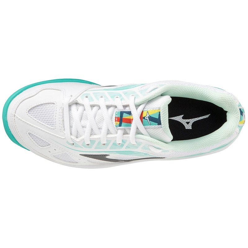 White Green Women's Mizuno Breakshot 3 AC Tennis Shoes | FRH986245