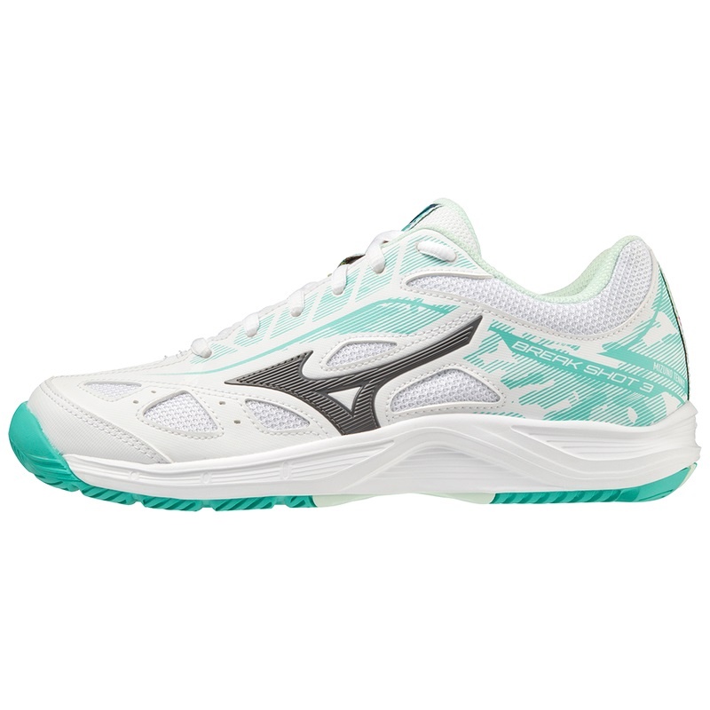 White Green Women\'s Mizuno Breakshot 3 AC Tennis Shoes | FRH986245