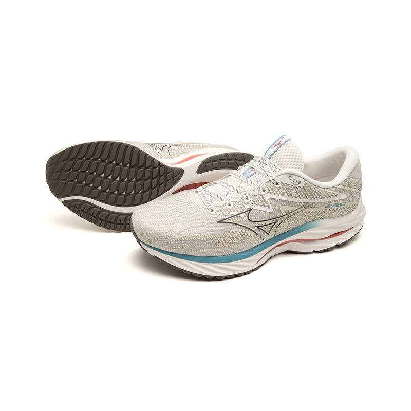 White Grey Men's Mizuno Wave Rider 27 Running Shoes | YFU725016