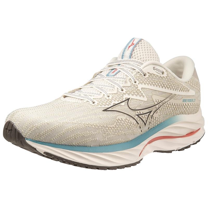 White Grey Men's Mizuno Wave Rider 27 Running Shoes | YFU725016