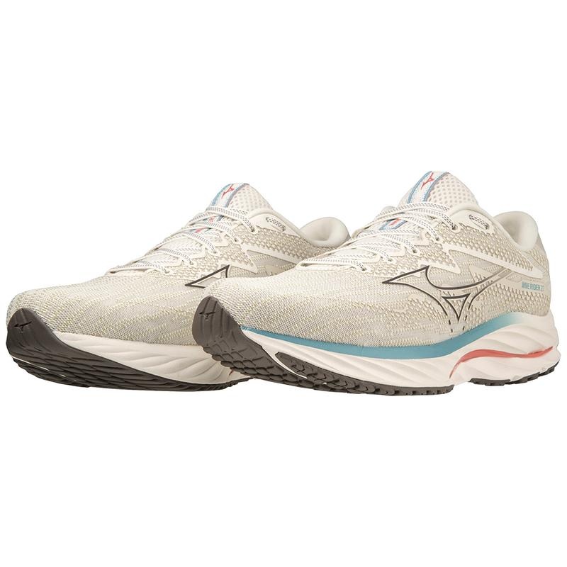 White Grey Men's Mizuno Wave Rider 27 Running Shoes | YFU725016