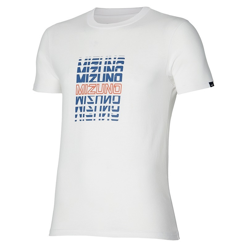 White Men\'s Mizuno Athletics Mizuno Tee T Shirts | HVF149802