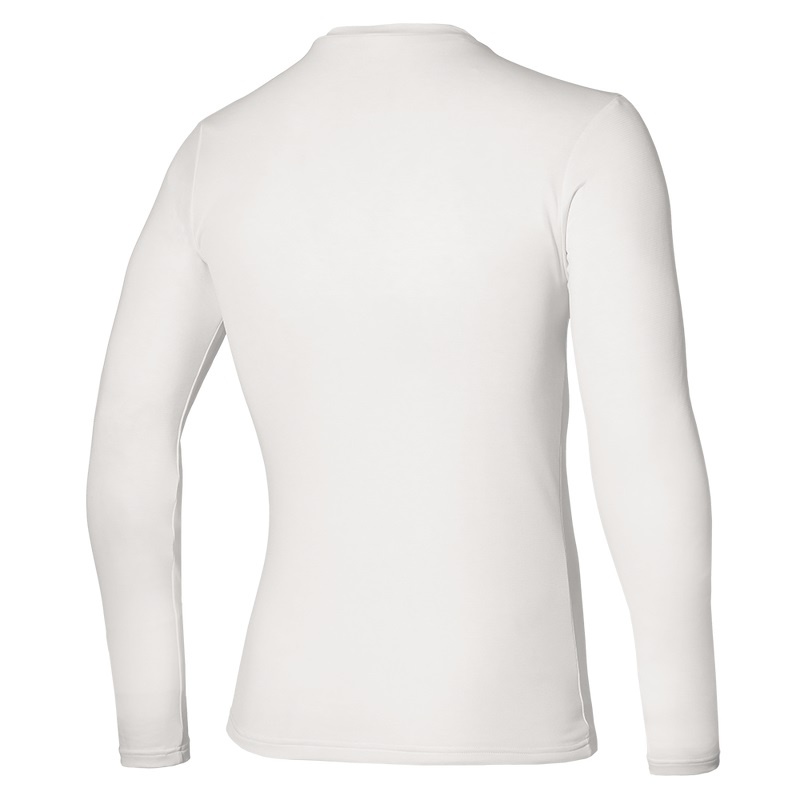 White Men's Mizuno BT Under V Neck Longsleeve Tops | YJQ465087