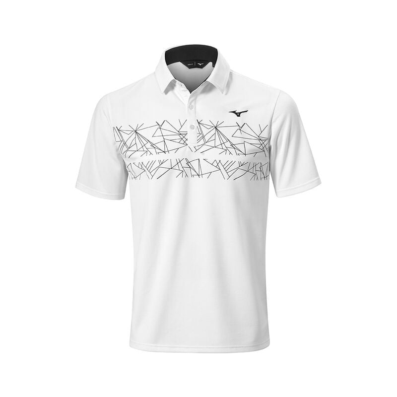 White Men\'s Mizuno Breath Thermo Graphic Polo | TIG810549