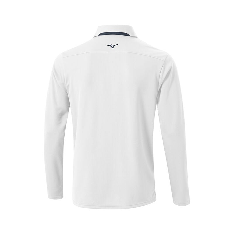 White Men's Mizuno Breath Thermo L/S Polo | LBG097186