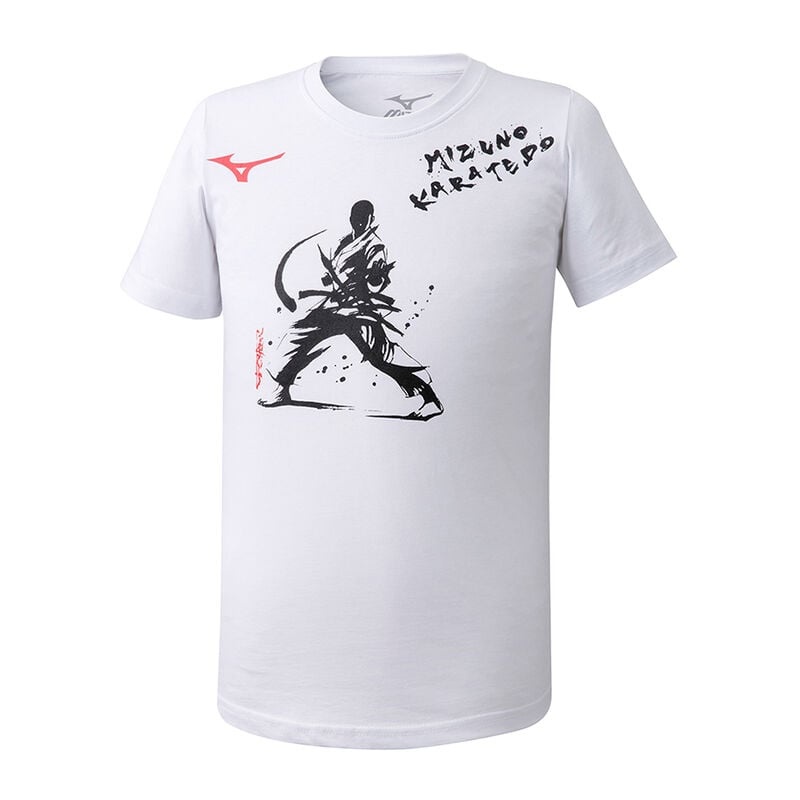 White Men\'s Mizuno Karatedo Tee T Shirts | JKI102953