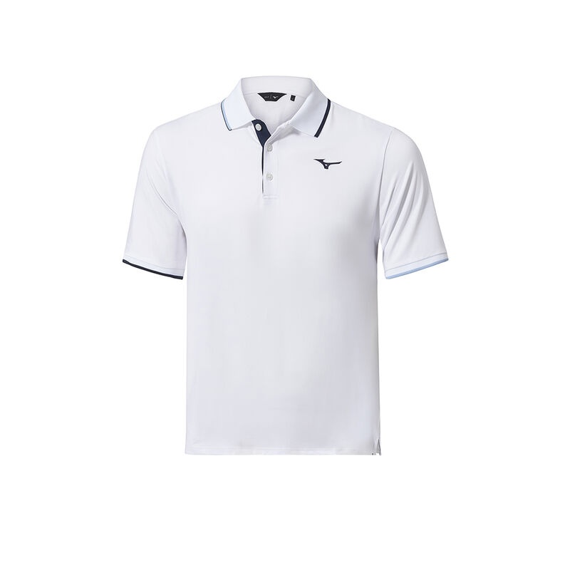 White Men\'s Mizuno QD Comp Plus Polo | DSI603572