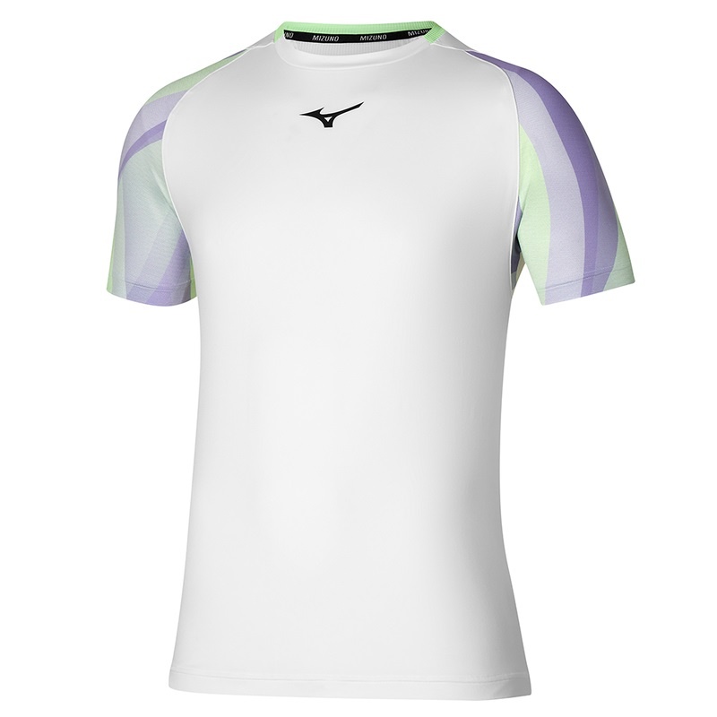 White Men\'s Mizuno Release Shadow Tee T Shirts | QMR327981