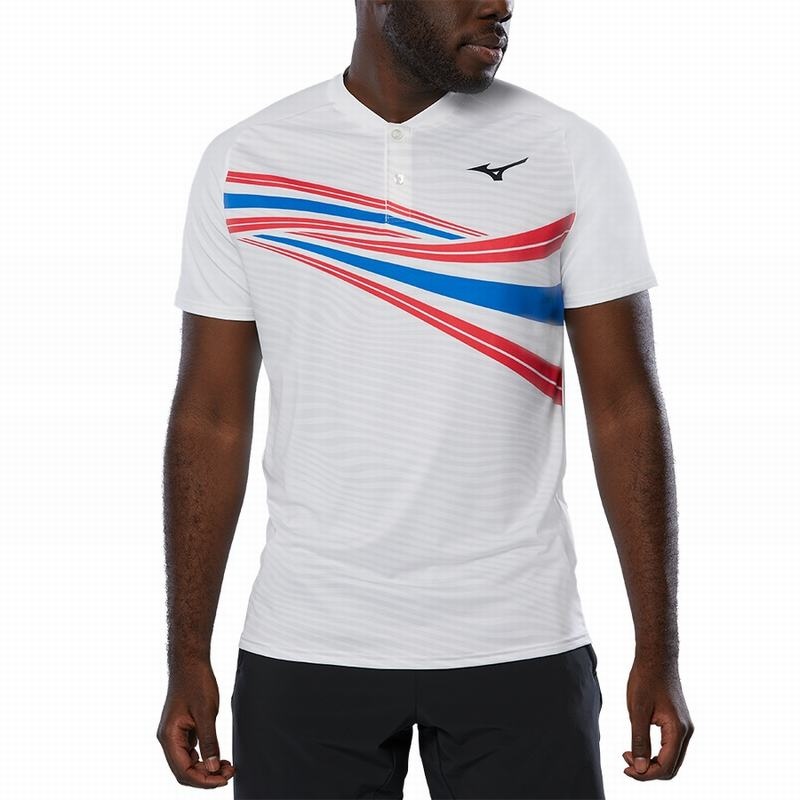 White Men's Mizuno Shadow Polo | QNZ192056