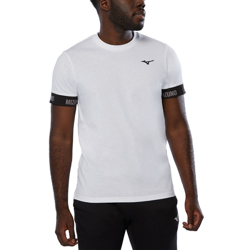 White Men's Mizuno Tee T Shirts | MTZ041936