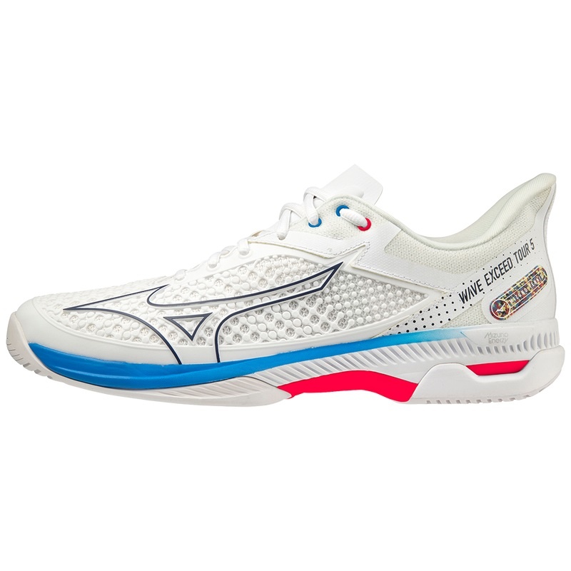 White Men\'s Mizuno Wave Exceed Tour 5 AC Tennis Shoes | XRY590128