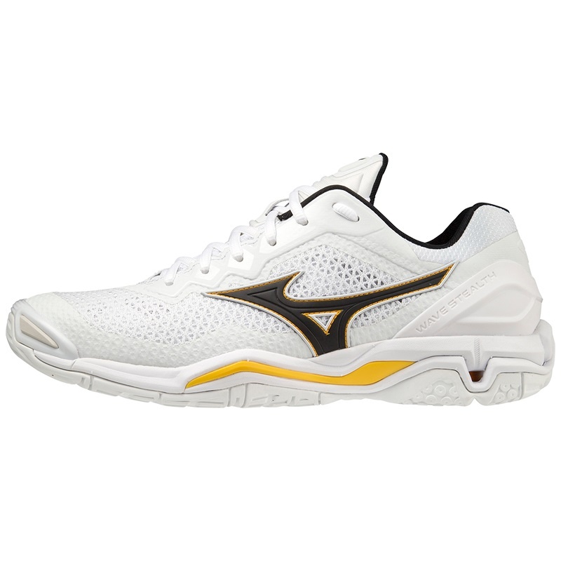 White Men\'s Mizuno Wave Stealth V Handball Shoes | LYQ365471