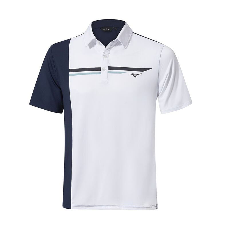 White Navy Men\'s Mizuno QD Elite Panel Polo | GSN057984