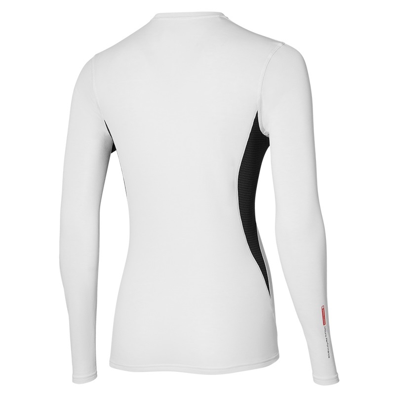 White Women's Mizuno Mid Weight-l Crew Tops | DYL076254