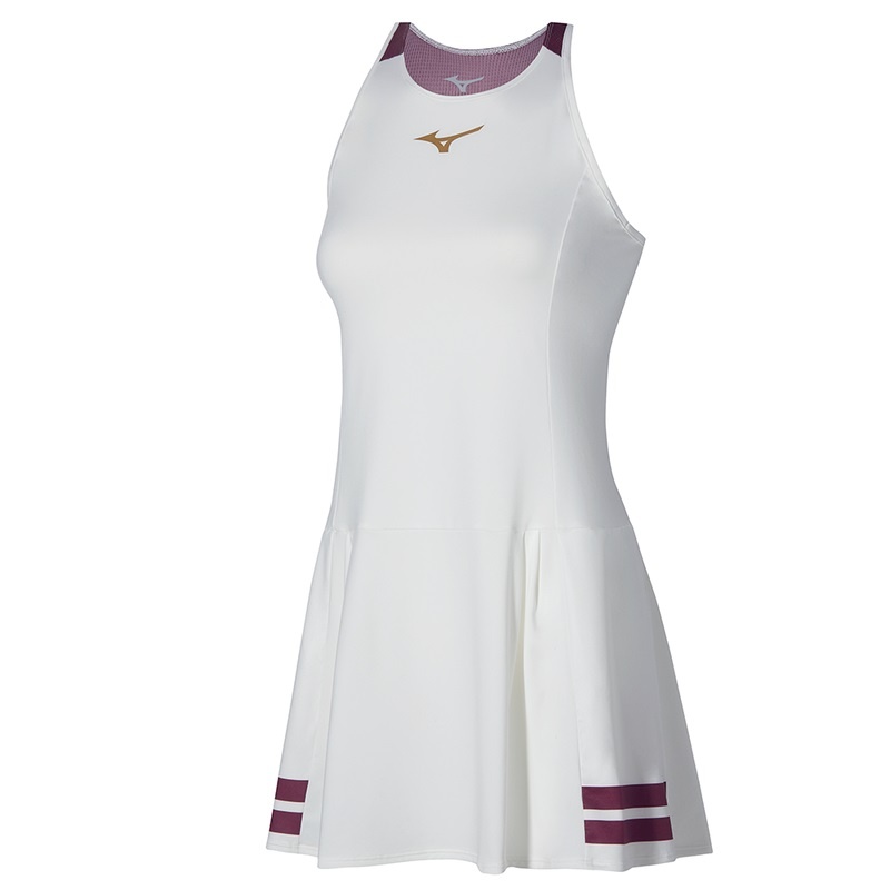 White Women\'s Mizuno Printed Dress Dress | QGR178543