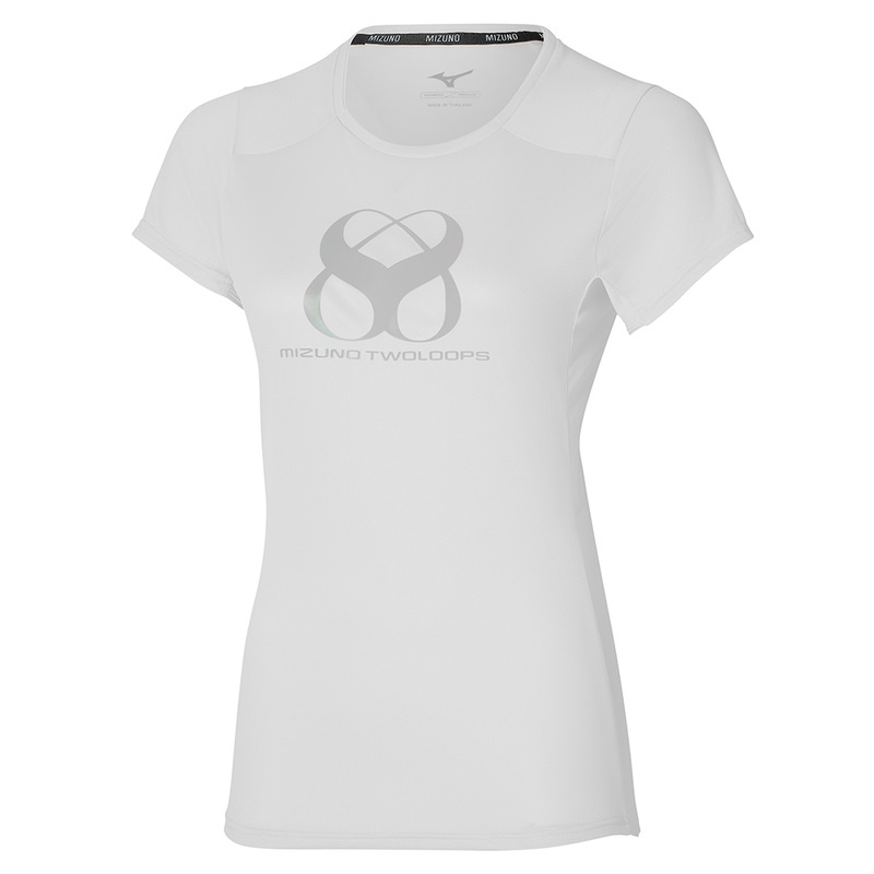 White Women\'s Mizuno Two Loops 8 Tee T Shirts | DWA790836