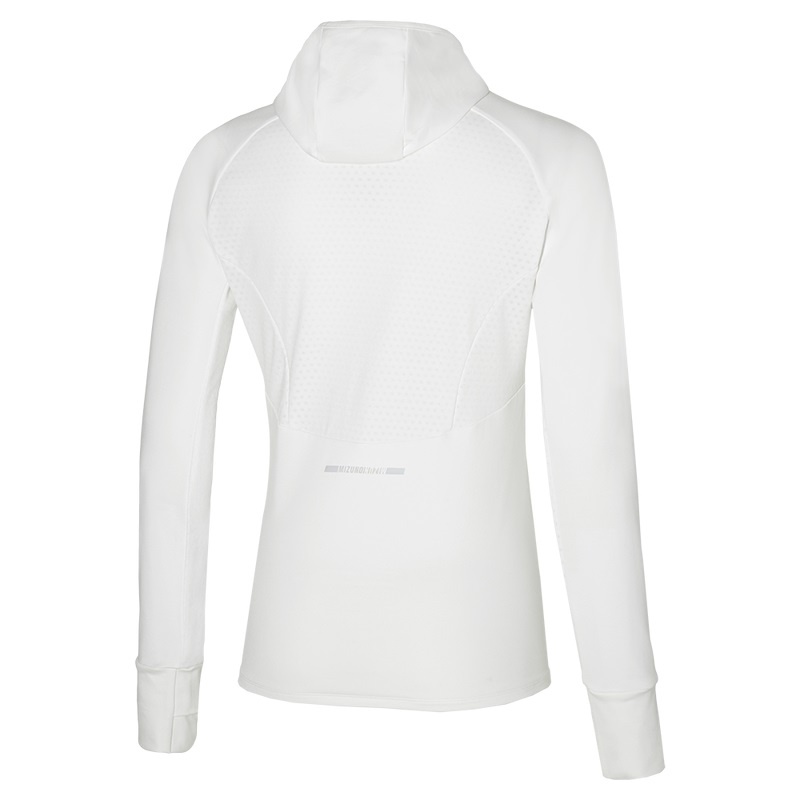 White Women's Mizuno Warmalite Hooded LS Tops | OYW028176