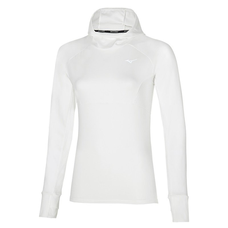 White Women\'s Mizuno Warmalite Hooded LS Tops | OYW028176