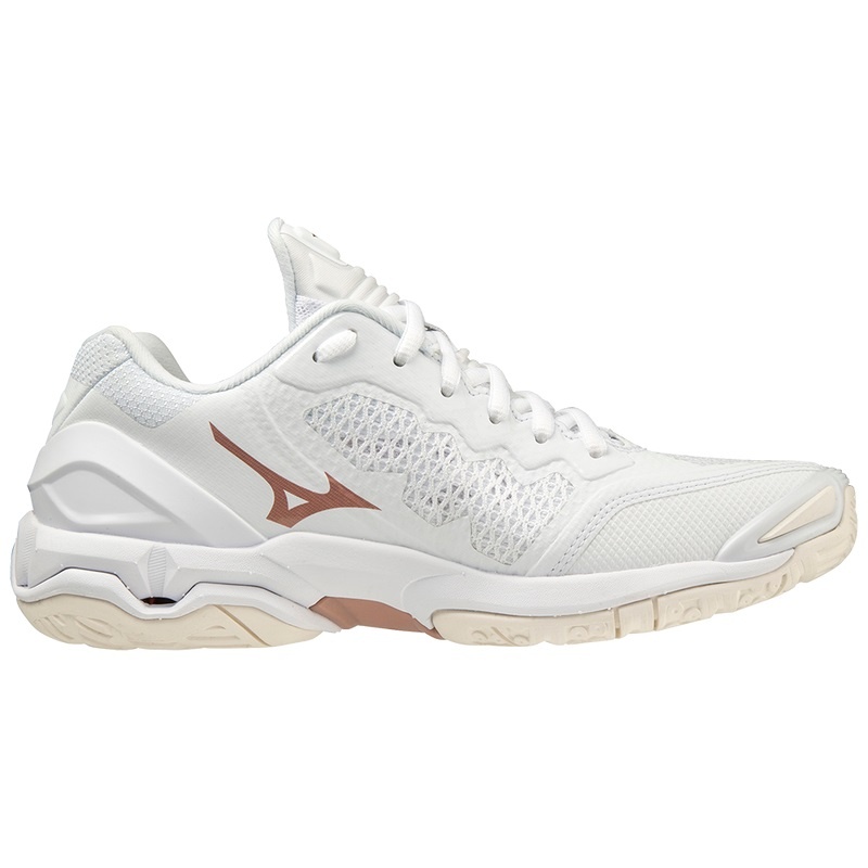 White Women's Mizuno Wave Stealth V Handball Shoes | YAD813674