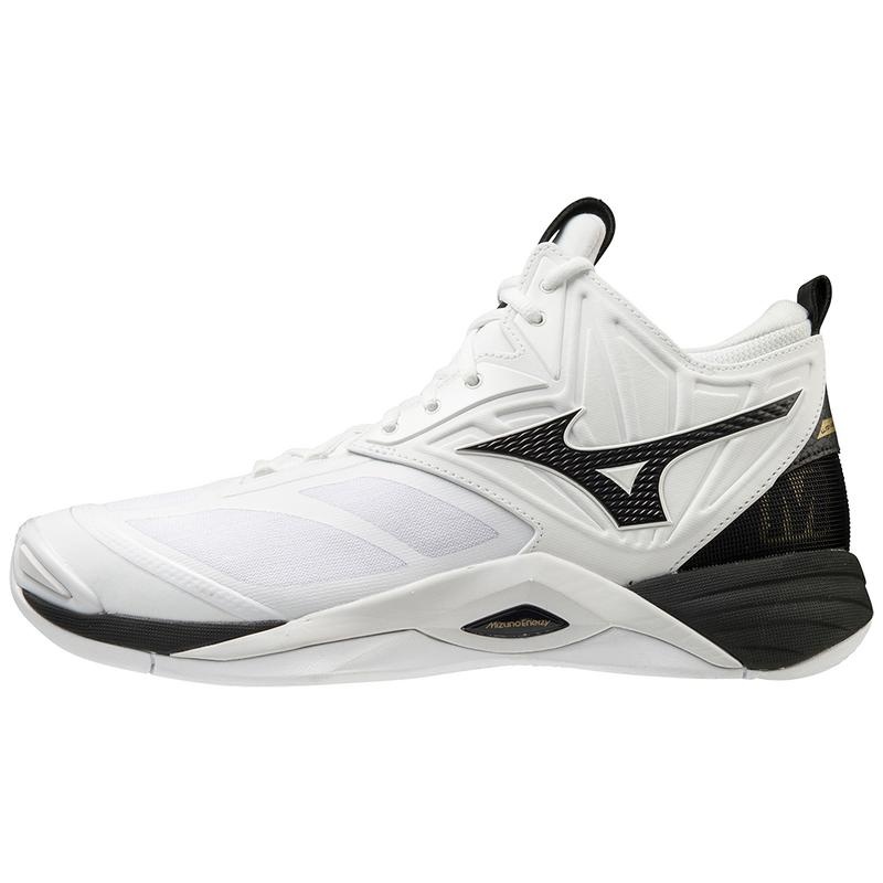 White / Black Men\'s Mizuno Wave Momentum 2 Mid Volleyball Shoes | NFM936482