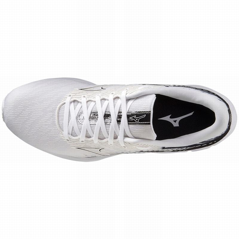 White / Black Men's Mizuno Wave Rider 26 Running Shoes | WXT320849