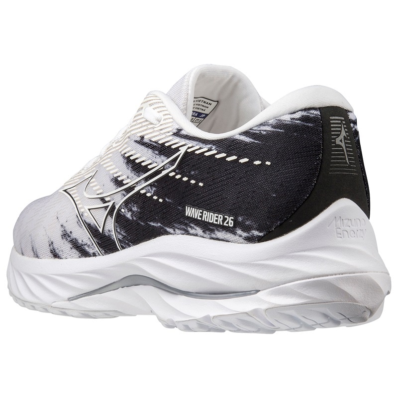 White / Black Men's Mizuno Wave Rider 26 Running Shoes | WXT320849