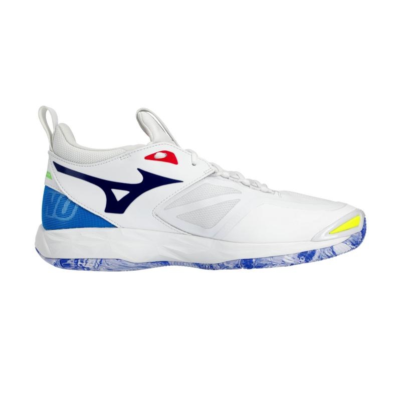 White / Blue Men's Mizuno Wave Momentum 2 Volleyball Shoes | ROS652987