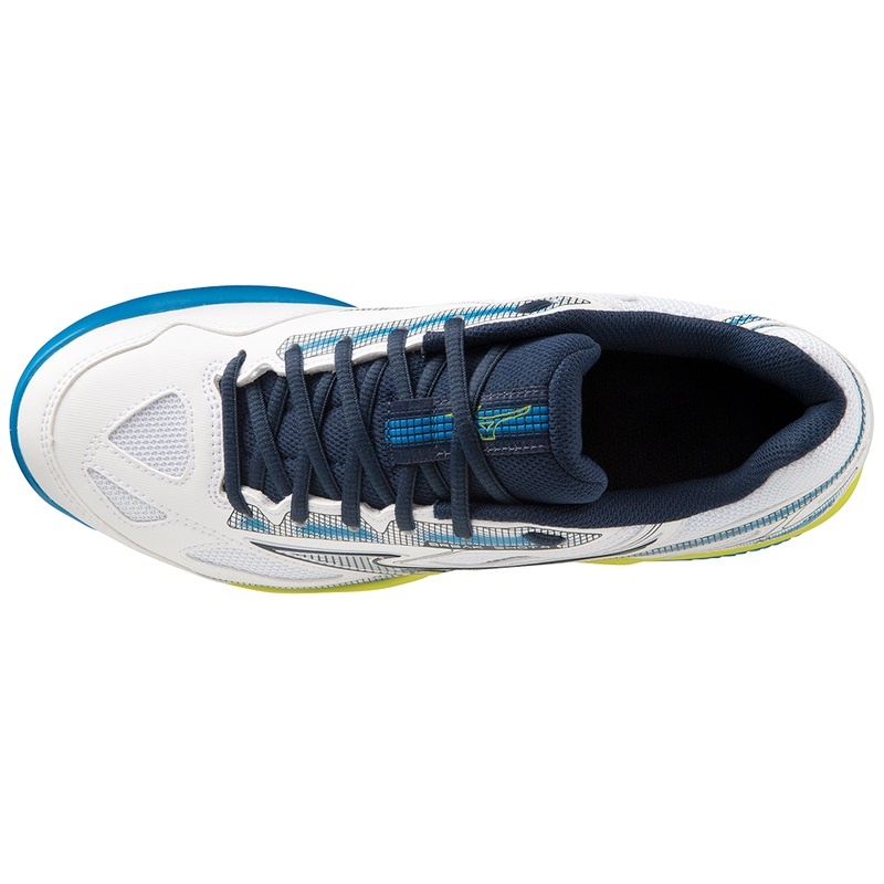 White / Blue Women's Mizuno Break Shot 4 CC Tennis Shoes | EOI468317