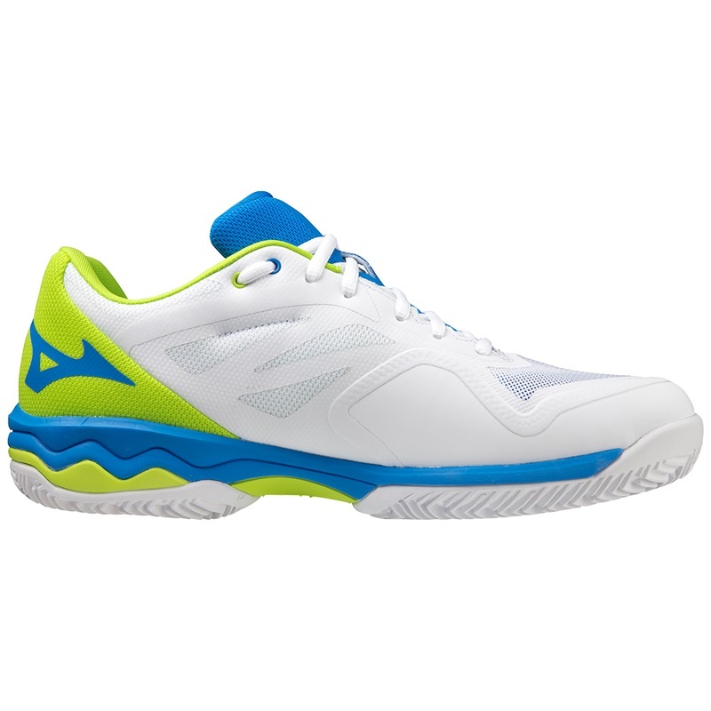 White / Blue / Light Green Men's Mizuno Wave Exceed Light Padel Shoes | HBT308521