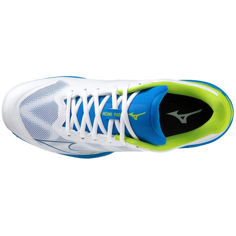 White / Blue / Light Green Men's Mizuno Wave Exceed Light Padel Shoes | HBT308521