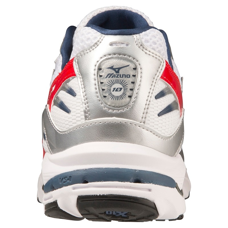 White / Blue / Red Women's Mizuno Wave Rider 10 Sneakers | FVH407216