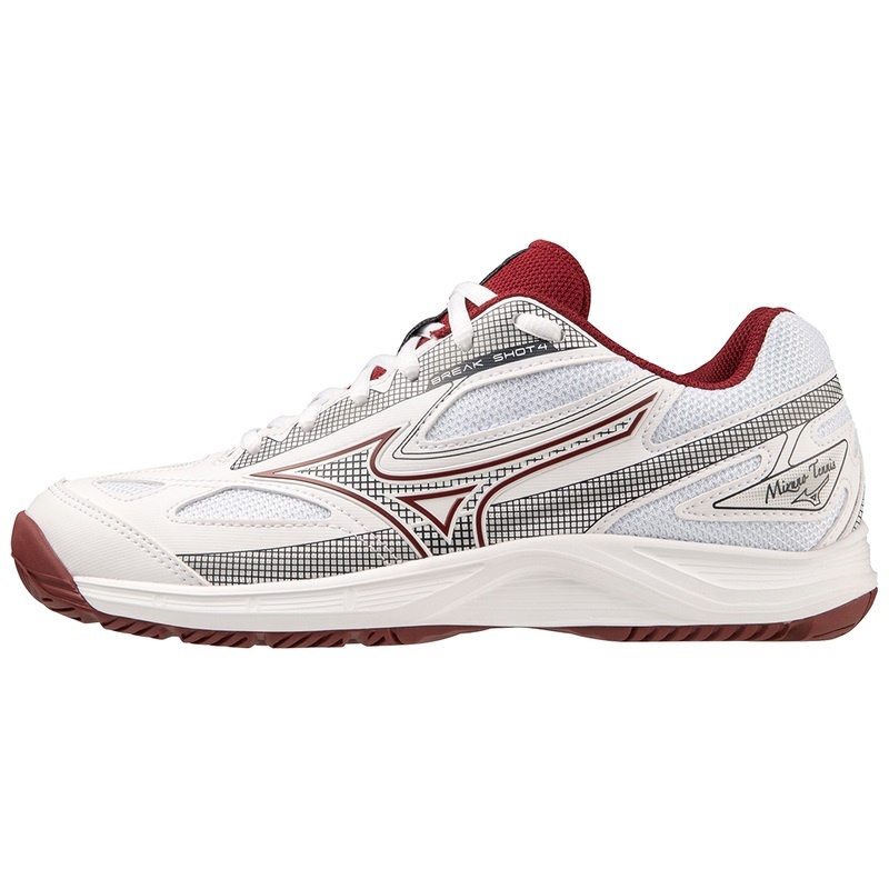 White / Dark Red Women\'s Mizuno Break Shot 4 AC Tennis Shoes | WSB086193