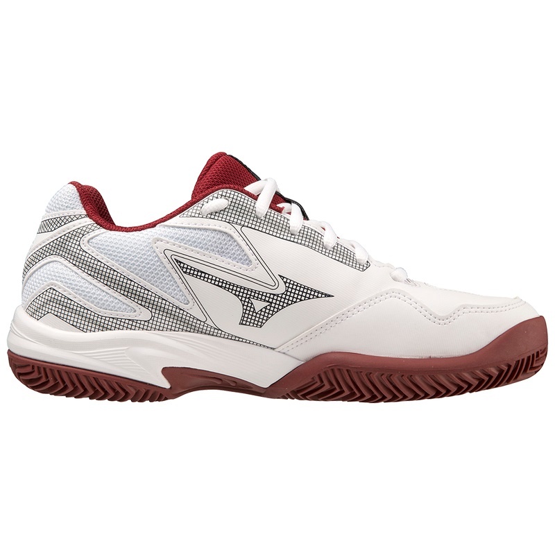 White / Dark Red Women's Mizuno Break Shot 4 CC Tennis Shoes | MRK238457