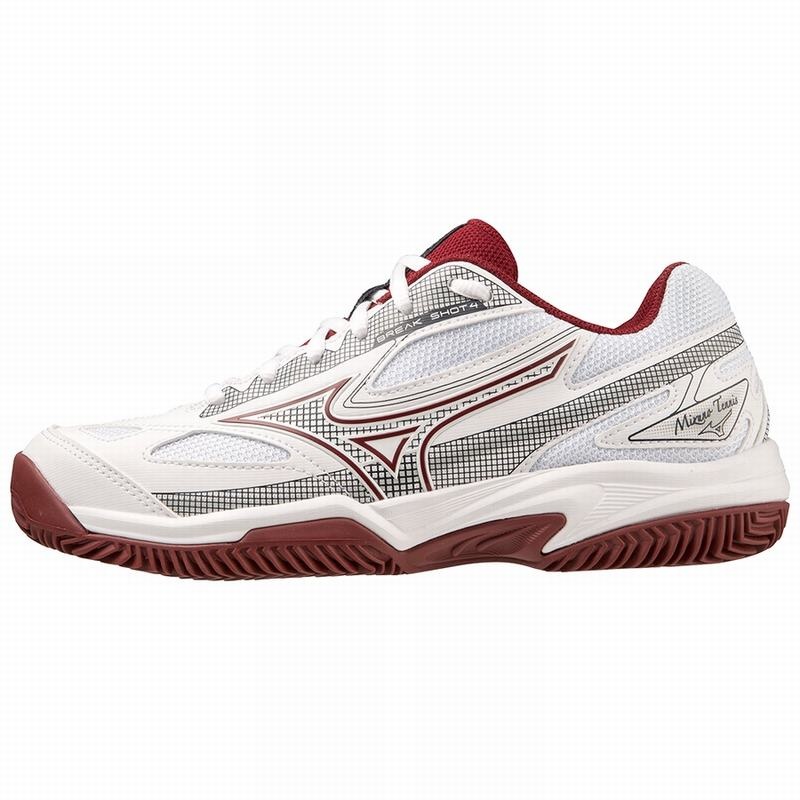 White / Dark Red Women\'s Mizuno Break Shot 4 CC Tennis Shoes | MRK238457