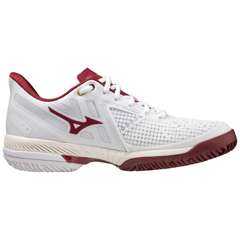 White / Dark Red Women's Mizuno Wave Exceed Tour 5 CC Tennis Shoes | NRT964238