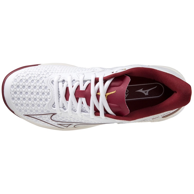 White / Dark Red Women's Mizuno Wave Exceed Tour 5 CC Tennis Shoes | NRT964238