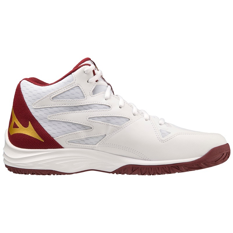 White / Dark Red / Gold Women's Mizuno Thunder Blade Z Mid Volleyball Shoes | RZE213079