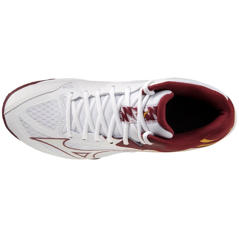 White / Dark Red / Gold Women's Mizuno Thunder Blade Z Mid Volleyball Shoes | RZE213079