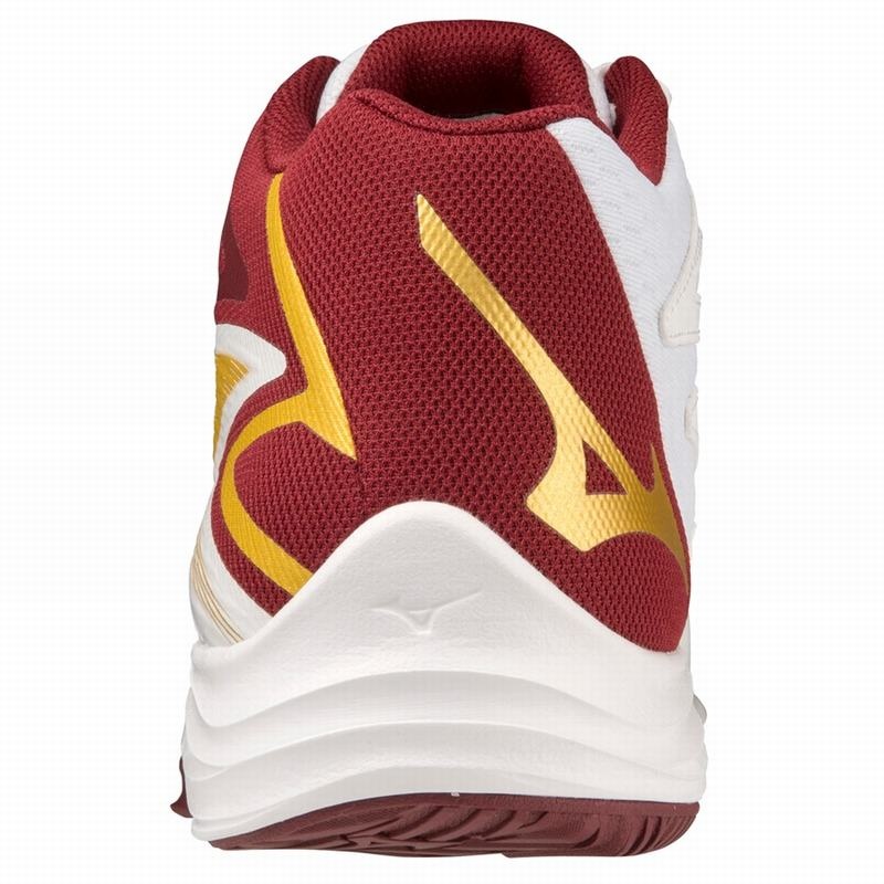 White / Dark Red / Gold Women's Mizuno Thunder Blade Z Mid Volleyball Shoes | RZE213079