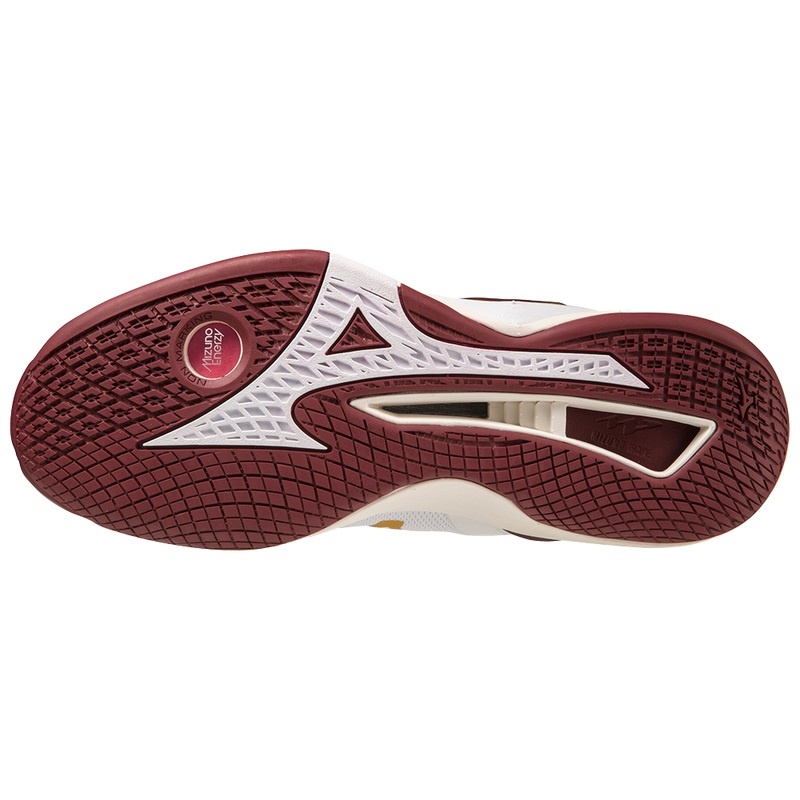 White / Dark Red / Gold Women's Mizuno Wave Stealth Neo Handball Shoes | RXU760285