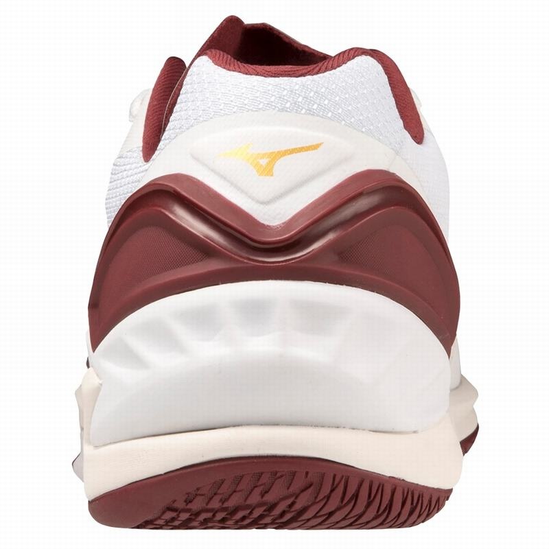 White / Dark Red / Gold Women's Mizuno Wave Stealth Neo Handball Shoes | RXU760285