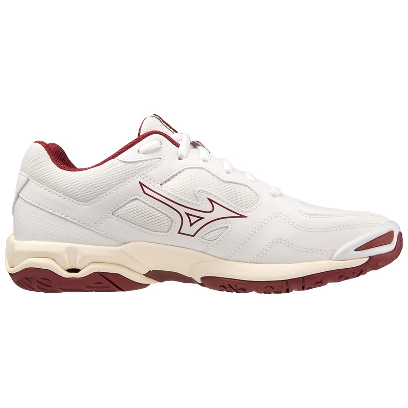 White / Dark Red / Gold Women's Mizuno Wave Phantom 3 Handball Shoes | GSF496501