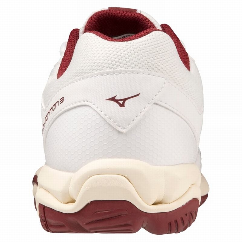 White / Dark Red / Gold Women's Mizuno Wave Phantom 3 Handball Shoes | GSF496501