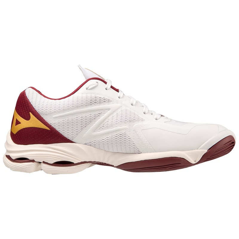 White / Dark Red / Gold Women's Mizuno Wave Lightning Z7 Volleyball Shoes | UDZ765190