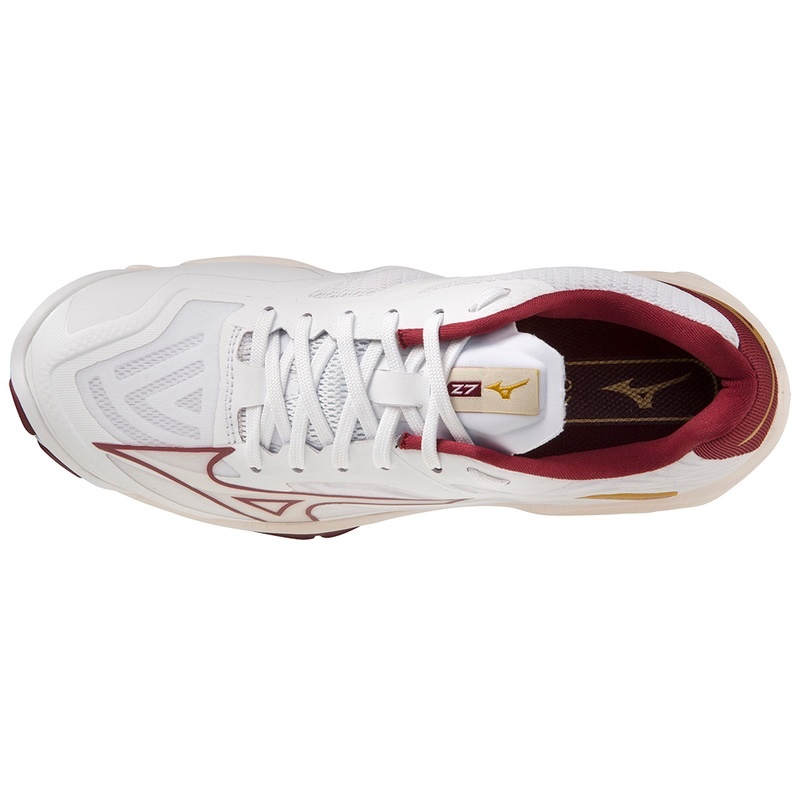 White / Dark Red / Gold Women's Mizuno Wave Lightning Z7 Volleyball Shoes | UDZ765190