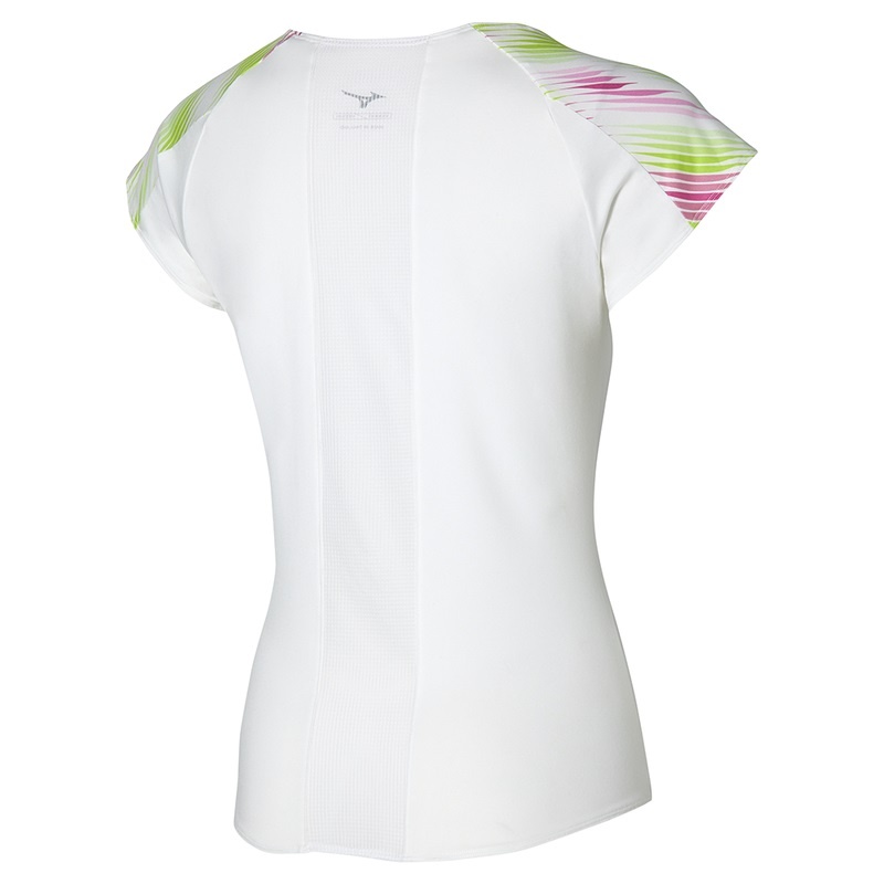 White / Fuchsia Women's Mizuno Printed Tee T Shirts | AJF653201