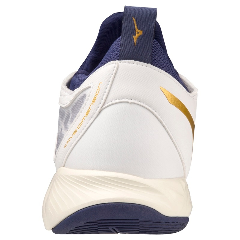 White / Gold Men's Mizuno Wave Dimension Volleyball Shoes | AGL291804